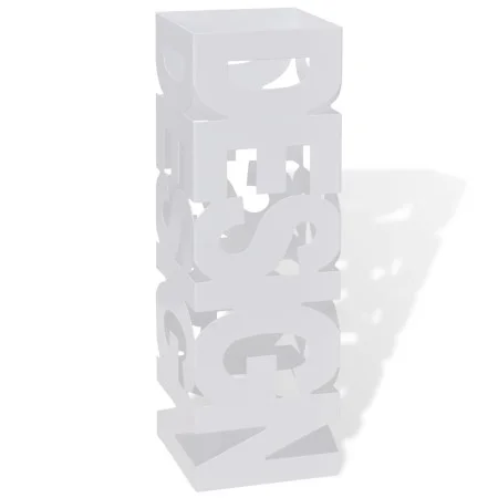 Paragüero cuadrado blanco de acero, 48.5 cm, guarda bastones de vidaXL, Paragüeros - Ref: Foro24-242467, Precio: 30,50 €, Des...