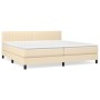 Cama box spring con colchón tela color crema 200x200 cm de , Camas y somieres - Ref: Foro24-3140246, Precio: 555,06 €, Descue...