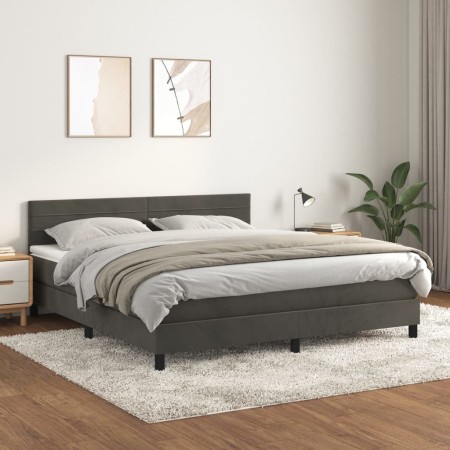 Cama box spring con colchón terciopelo gris oscuro 160x200 cm de , Camas y somieres - Ref: Foro24-3141372, Precio: 480,01 €, ...