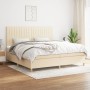Cama box spring con colchón tela color crema 200x200 cm de , Camas y somieres - Ref: Foro24-3142526, Precio: 623,88 €, Descue...