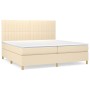Cama box spring con colchón tela color crema 200x200 cm de , Camas y somieres - Ref: Foro24-3142526, Precio: 623,88 €, Descue...