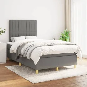 Cama box spring con colchón tela gris oscuro 120x200 cm de , Camas y somieres - Ref: Foro24-3142482, Precio: 386,93 €, Descue...