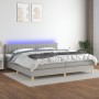 Cama box spring con colchón tela y LED gris claro 200x200 cm de , Camas y somieres - Ref: Foro24-3133901, Precio: 574,40 €, D...
