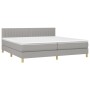 Cama box spring con colchón tela y LED gris claro 200x200 cm de , Camas y somieres - Ref: Foro24-3133901, Precio: 574,40 €, D...
