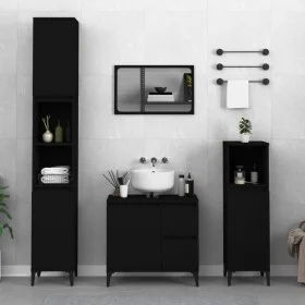 Schwarzer Badezimmerschrank aus Sperrholz, 30 x 30 x 190 cm von , Badezimmermöbel - Ref: Foro24-819797, Preis: 93,46 €, Rabat...