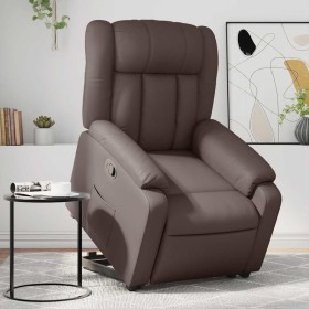 Sillón reclinable elevable cuero sintético marrón en Sillones | Comprar online en Foru.es