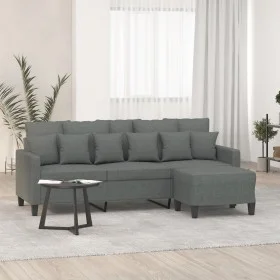 Sofá de 3 plazas con taburete de tela gris oscuro 180 cm de , Sofás - Ref: Foro24-3201090, Precio: 298,28 €, Descuento: %