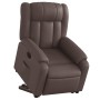Sillón reclinable elevable cuero sintético marrón en Sillones | Comprar online en Foru.es