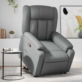 Sillón reclinable elevable cuero artificial gris en Sillones | Comprar online en Foru.es