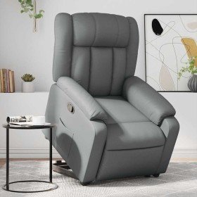 Sillón reclinable elevable cuero artificial gris en Sillones | Comprar online en Foru.es