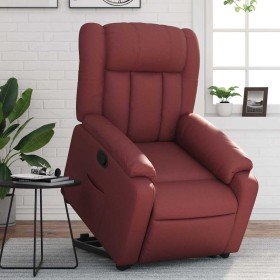 Sillón reclinable elevable cuero artificial rojo tinto en Sillones | Comprar online en Foru.es