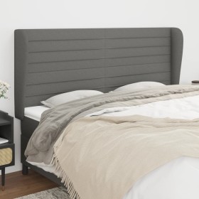 Cabecero con orejas de tela gris oscuro 163x23x118/128 cm de , Cabeceros y pies de cama - Ref: Foro24-3118103, Precio: 134,41...