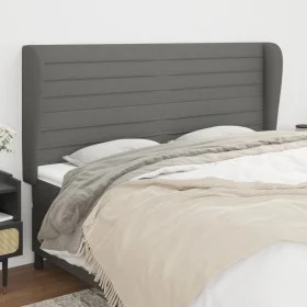 Cabecero con orejas de tela gris oscuro 163x23x118/128 cm de , Cabeceros y pies de cama - Ref: Foro24-3118103, Precio: 119,34...