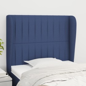 Cabecero con orejas de tela azul 83x23x118/128 cm de , Cabeceros y pies de cama - Ref: Foro24-3118174, Precio: 77,08 €, Descu...