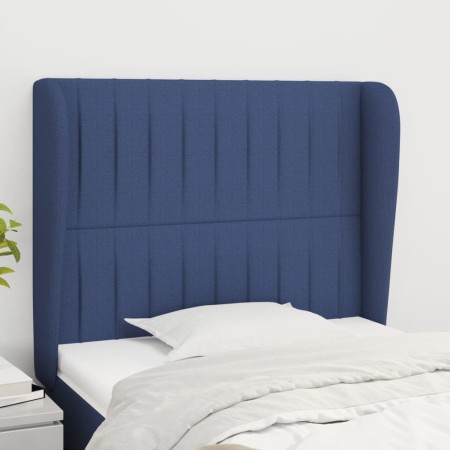 Cabecero con orejas de tela azul 83x23x118/128 cm de , Cabeceros y pies de cama - Ref: Foro24-3118174, Precio: 77,08 €, Descu...