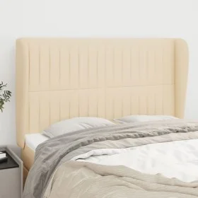 Cabecero con orejas de tela color crema 147x23x118/128 cm de , Cabeceros y pies de cama - Ref: Foro24-3118197, Precio: 125,97...