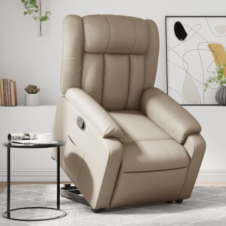 Sillón reclinable elevable cuero artificial color capuchino en Sillones | Comprar online en Foru.es