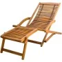 Tumbona de jardín con reposapiés de madera maciza de acacia de vidaXL, Tumbonas - Ref: Foro24-41806, Precio: 93,88 €, Descuen...