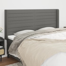 Cabecero con orejas de tela gris oscuro 163x16x118/128 cm de , Cabeceros y pies de cama - Ref: Foro24-3119727, Precio: 130,87...