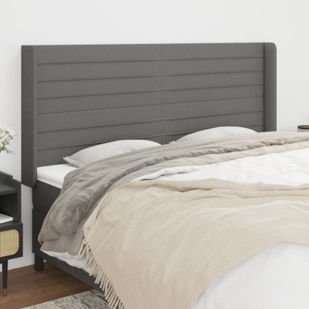 Cabecero con orejas de tela gris oscuro 163x16x118/128 cm de , Cabeceros y pies de cama - Ref: Foro24-3119727, Precio: 130,87...