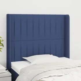 Headboard with blue fabric ears 103x16x118/128 cm by , Headboards and footboards - Ref: Foro24-3119814, Price: 71,41 €, Disco...