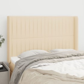 Cabecero con orejas de tela color crema 147x16x118/128 cm de , Cabeceros y pies de cama - Ref: Foro24-3119821, Precio: 120,78...