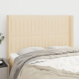 Cabecero con orejas de tela color crema 147x16x118/128 cm de , Cabeceros y pies de cama - Ref: Foro24-3119821, Precio: 122,57...