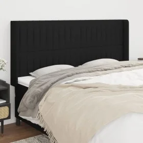 Cabecero con orejas de tela negro 203x16x118/128 cm de , Cabeceros y pies de cama - Ref: Foro24-3119842, Precio: 116,57 €, De...
