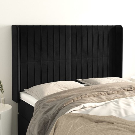 Cabecero con orejas de terciopelo negro 147x16x118/128 cm de , Cabeceros y pies de cama - Ref: Foro24-3119868, Precio: 119,49...