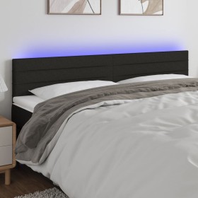 Cabecero con LED de tela negro 160x5x78/88 cm de , Cabeceros y pies de cama - Ref: Foro24-3121760, Precio: 72,54 €, Descuento: %