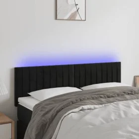 Kopfteil aus schwarzem Samt mit LED 144x5x78/88 cm von , Kopf- und Fußteile - Ref: Foro24-3121900, Preis: 55,35 €, Rabatt: %