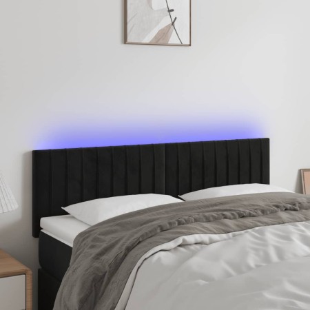 Cabecero con LED de terciopelo negro 144x5x78/88 cm de , Cabeceros y pies de cama - Ref: Foro24-3121900, Precio: 61,70 €, Des...