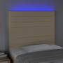 Cabecero con luces LED tela crema 80x5x118/128 cm de , Cabeceros y pies de cama - Ref: Foro24-3122543, Precio: 71,93 €, Descu...