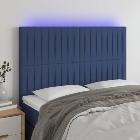 Cabecero con luces LED tela azul 144x5x118/128 cm de , Cabeceros y pies de cama - Ref: Foro24-3122666, Precio: 103,61 €, Desc...