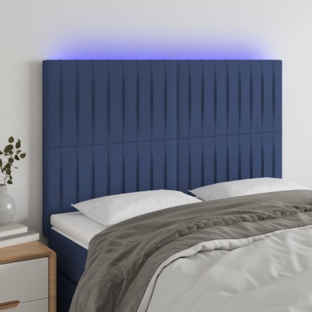Cabecero con luces LED tela azul 144x5x118/128 cm de , Cabeceros y pies de cama - Ref: Foro24-3122666, Precio: 103,61 €, Desc...