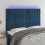 Cabecero con luces LED terciopelo azul oscuro 144x5x118/128 cm de , Cabeceros y pies de cama - Ref: Foro24-3122714, Precio: 1...
