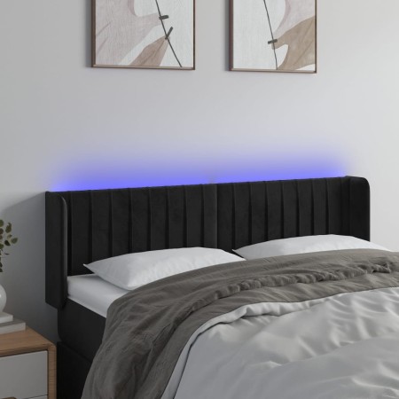 Cabecero con LED de terciopelo negro 147x16x78/88 cm de , Cabeceros y pies de cama - Ref: Foro24-3123524, Precio: 75,02 €, De...