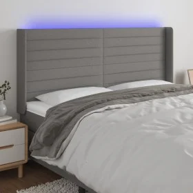 Cabecero con LED de tela gris oscuro 163x16x118/128 cm de , Cabeceros y pies de cama - Ref: Foro24-3124195, Precio: 120,02 €,...