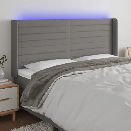 Dunkelgraues Stoffkopfteil mit LED 163x16x118/128 cm von , Kopf- und Fußteile - Ref: Foro24-3124195, Preis: 120,02 €, Rabatt: %