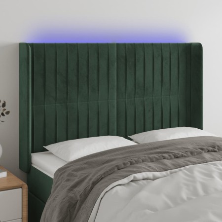 Cabecero con LED de terciopelo verde oscuro 147x16x118/128 cm de , Cabeceros y pies de cama - Ref: Foro24-3124337, Precio: 13...