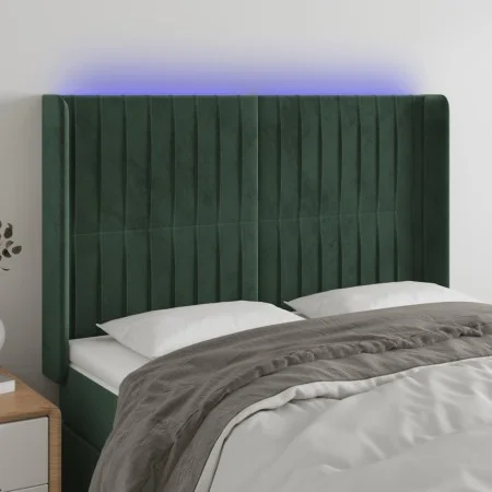 LED-Kopfteil aus dunkelgrünem Samt, 147 x 16 x 118/128 cm von , Kopf- und Fußteile - Ref: Foro24-3124337, Preis: 133,18 €, Ra...