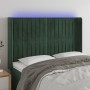 Cabecero con LED de terciopelo verde oscuro 147x16x118/128 cm de , Cabeceros y pies de cama - Ref: Foro24-3124337, Precio: 13...
