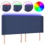 Blue fabric headboard with LED 203x16x118/128 cm by , Headboards and footboards - Ref: Foro24-3124314, Price: 132,30 €, Disco...