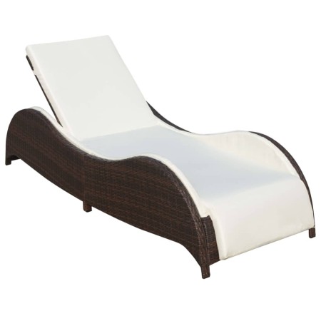 Tumbona con cojín de ratán sintético marrón de vidaXL, Tumbonas - Ref: Foro24-41974, Precio: 242,96 €, Descuento: %