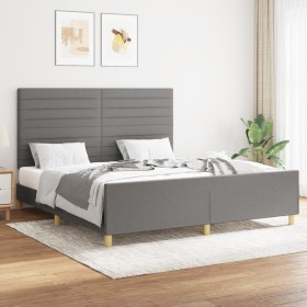 Estructura de cama con cabecero tela gris oscuro 160x200 cm de , Camas y somieres - Ref: Foro24-3125147, Precio: 240,27 €, De...
