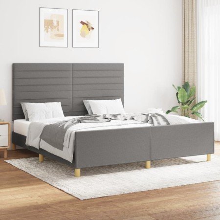 Estructura de cama con cabecero tela gris oscuro 160x200 cm de , Camas y somieres - Ref: Foro24-3125147, Precio: 240,27 €, De...