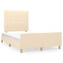 Estructura de cama con cabecero de tela color crema 120x200 cm de , Camas y somieres - Ref: Foro24-3125208, Precio: 180,60 €,...