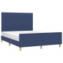 Estructura de cama con cabecero de tela azul 140x190 cm de , Camas y somieres - Ref: Foro24-3125217, Precio: 230,54 €, Descue...