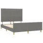 Bed frame with headboard in dark gray fabric 140x200 cm by , Beds and slatted bases - Ref: Foro24-3125220, Price: 225,16 €, D...