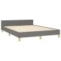 Bed frame with headboard in dark gray fabric 140x200 cm by , Beds and slatted bases - Ref: Foro24-3125220, Price: 225,16 €, D...